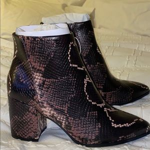 Snake print booties